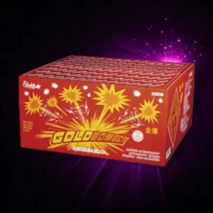 Goldbomber Verbundfeuerwerk von Funke Feuerwerk mit 144 Schuss und Goldeffekten.