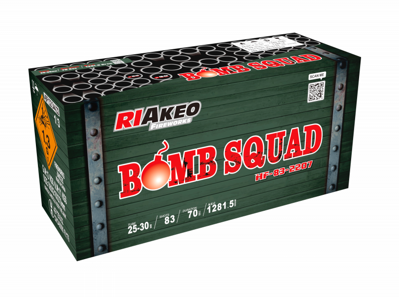 Riakeo Bomb Squad Verbundfeuerwerk mit Goldweiden und farbigen Leuchtsternen