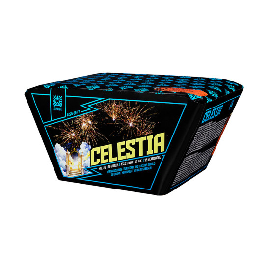 Celestia von Argento Feuerwerk mit goldenen Verwandlungs-Feuertöpfen, Brokatweiden und farbigen Blinksternen