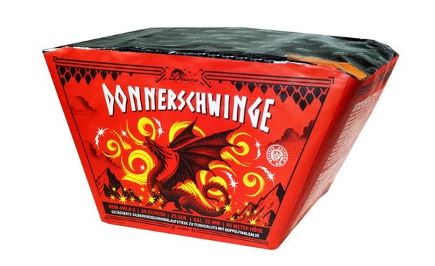 Draco Donnerschwinge mit gefächerten Silberkreischwirbelaufstiegen und Titansaluts