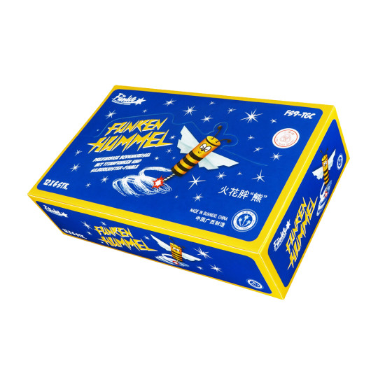 Funken-Hummel von Funke Feuerwerk – dreifarbiger Bodenkreisel mit Titanfunken