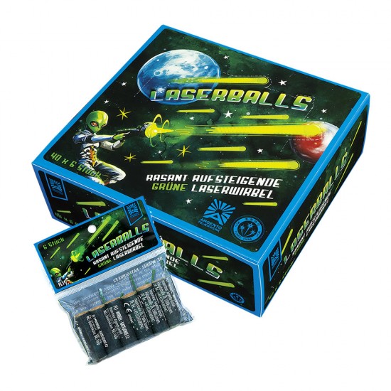Funke Laserballs mit rasant aufsteigenden grünen Laserwirbeln