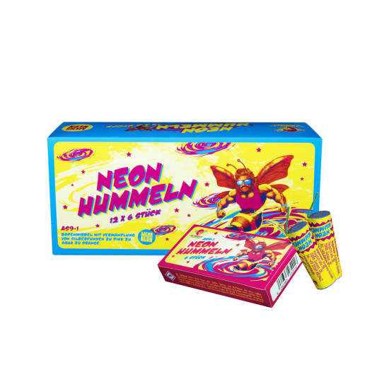 Albert Feuerwerk Neon Hummeln mit Silberfunken und bunten Neon-Farbeffekten