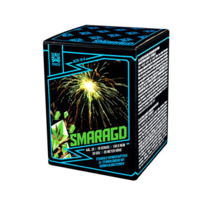 Smaragd von Argento – 10-Schuss-Feuerwerksbatterie mit Titangoldweiden und grünen Blinksternen